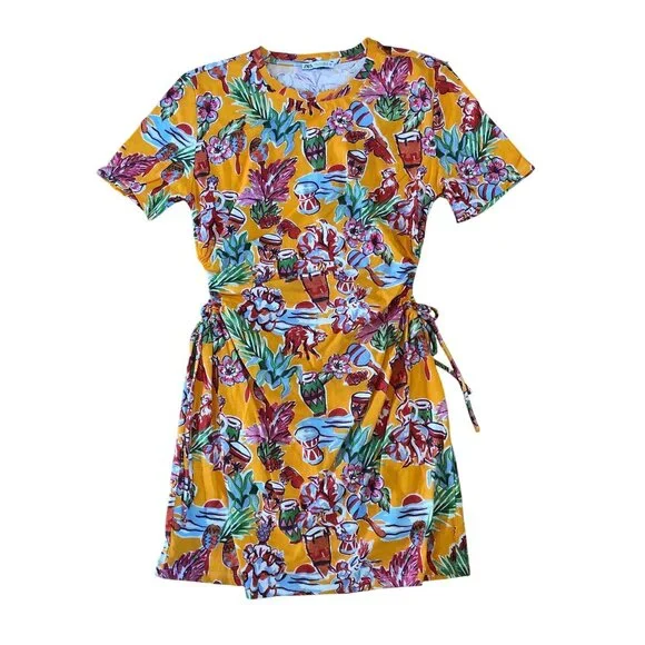 Zara Dresses Zara Womens Tropical Floral Short Sleeve Wrap